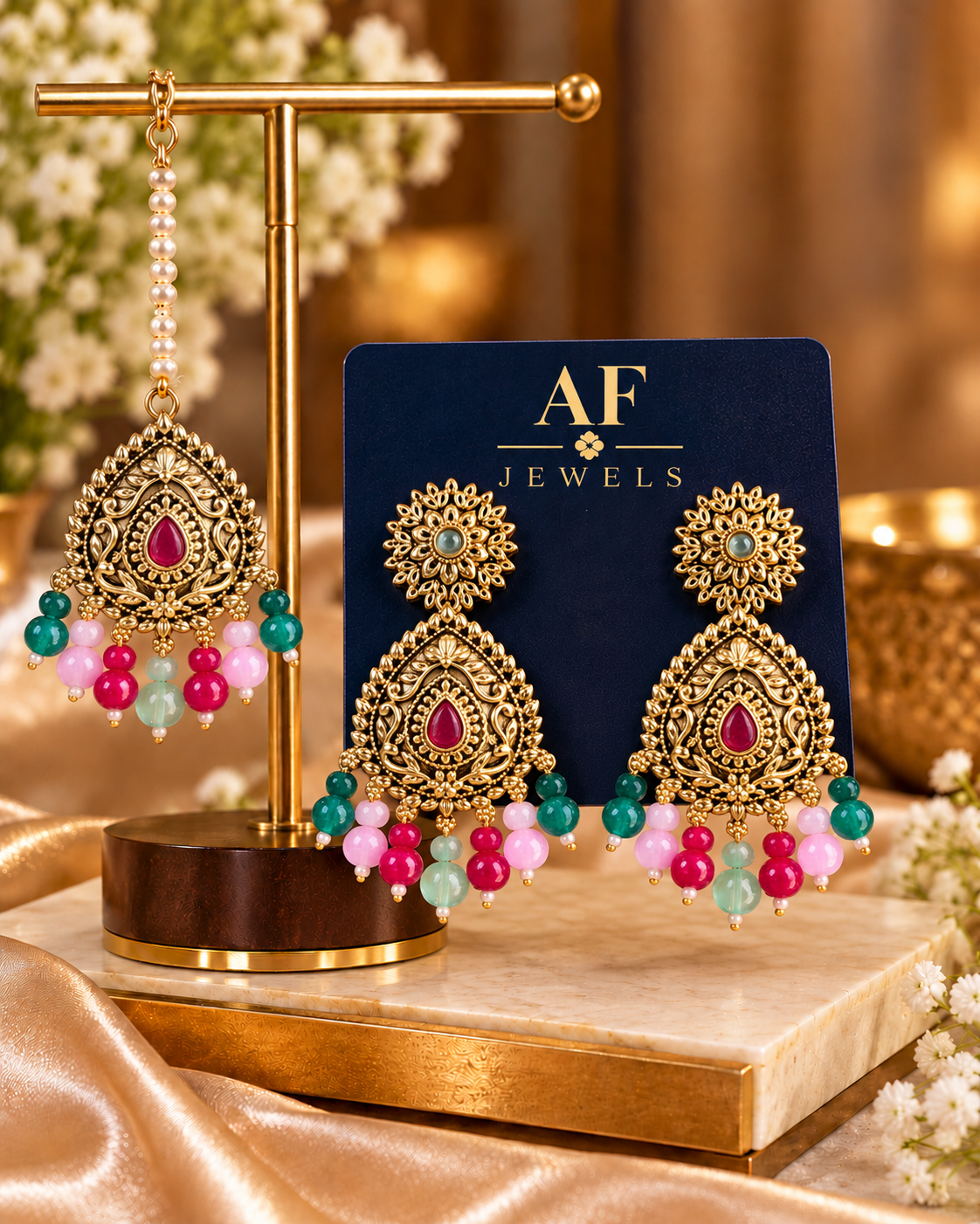 Jhumki Tikka Antique Polish 03