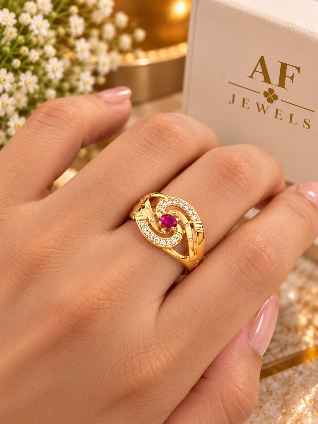 Micro gold 7 nmbr Ring size -015