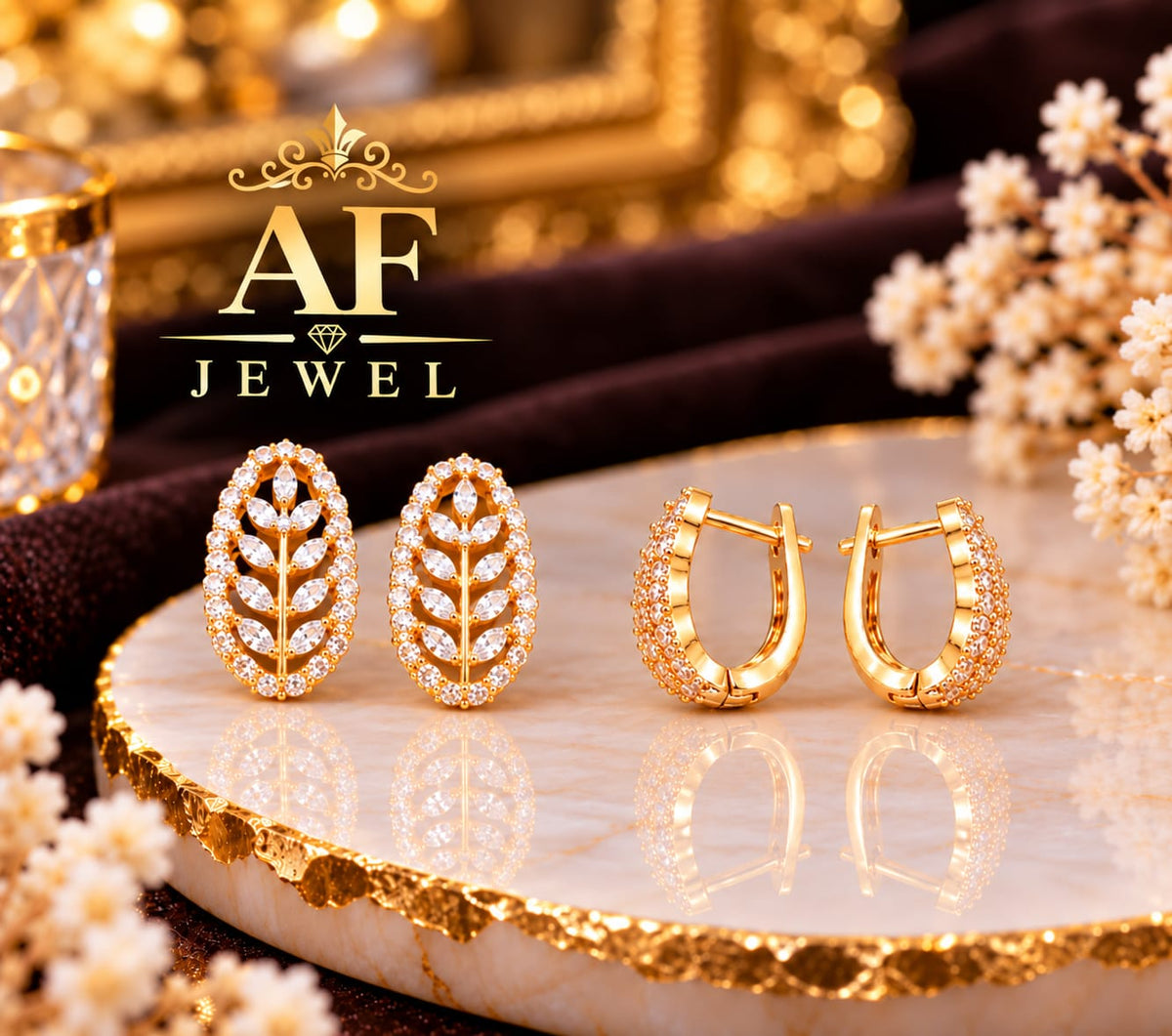 Earrings lock gold polish 01
