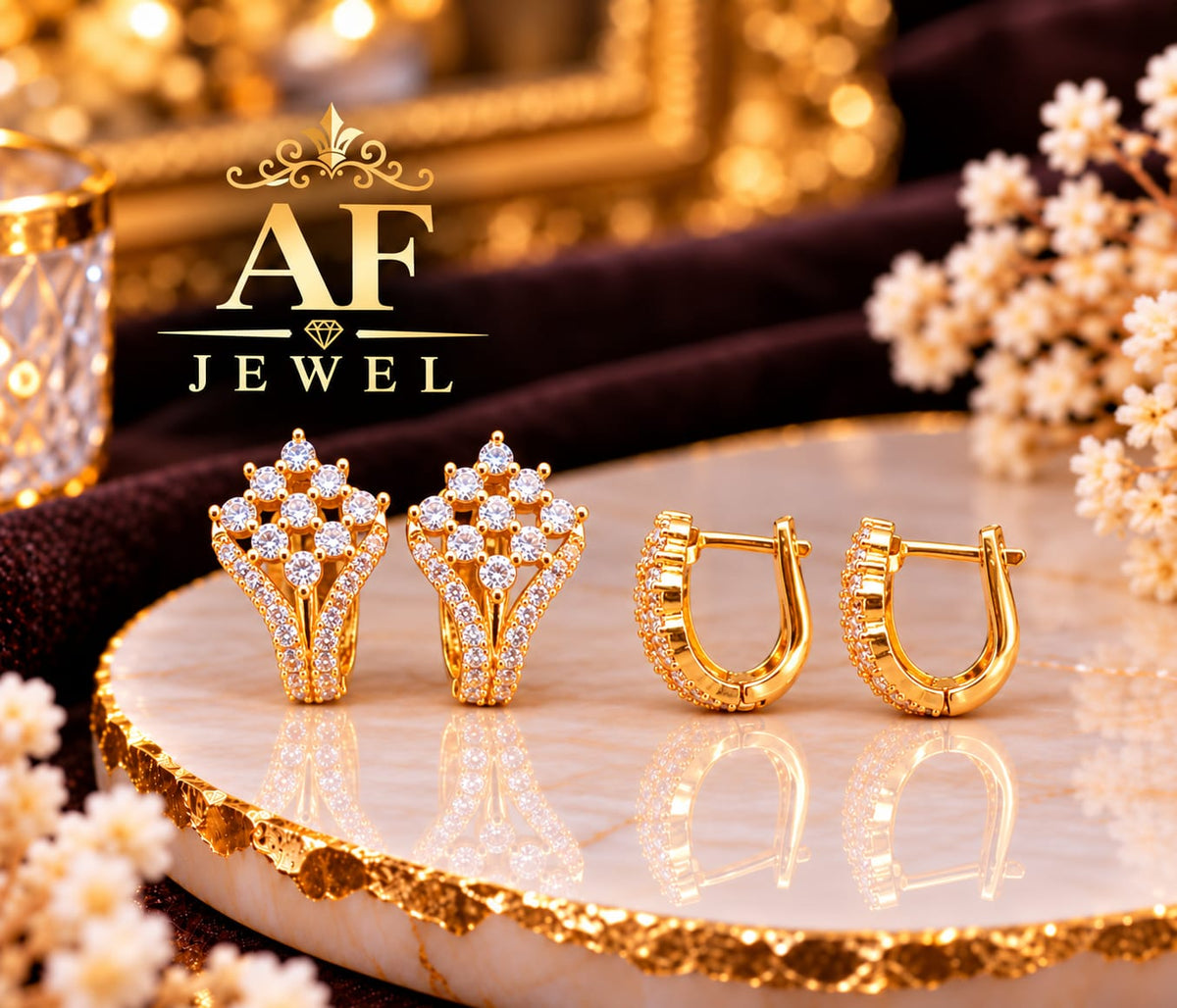 Earrings Lock gold polish 02